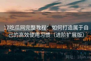 17吃瓜网完整教程：如何打造属于自己的高效使用习惯（进阶扩展版）