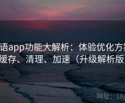 秘语app功能大解析：体验优化方案：缓存、清理、加速（升级解析版）