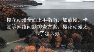 樱花动漫全面上手指南：加载慢、卡顿等网络问题排查方案，樱花动漫太卡了怎么办