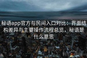 秘语app官方与民间入口对比：界面结构差异与主要操作流程总览，秘语是什么意思